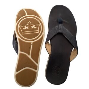 Peter Millar Black and Tan Flip-Flops